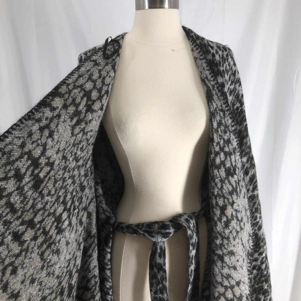 LOFT Sweater Womens XLSP Black White Turtleneck Chunky Knit Houndstooth Pullover